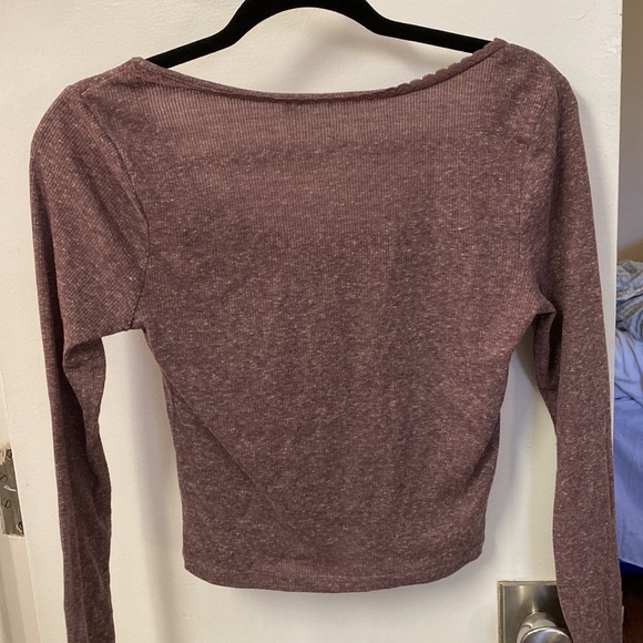 pacsun longsleeve ruched purple top - Picture 2 of 5